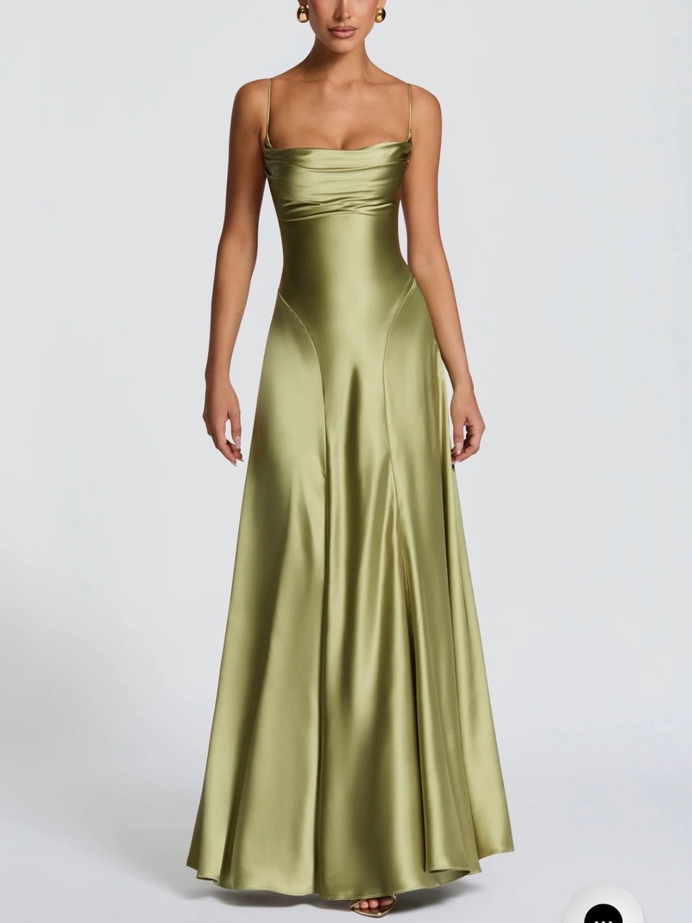 Olive Satin Slip Evening Dress - Adelina Maxi Dress Babyboo Fashion